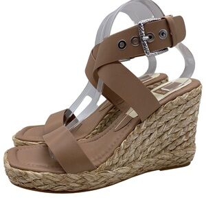 Dolce Vita Shoes Aldona Espadrille Wedge Sandals Brown Leather Chic Feminine 9